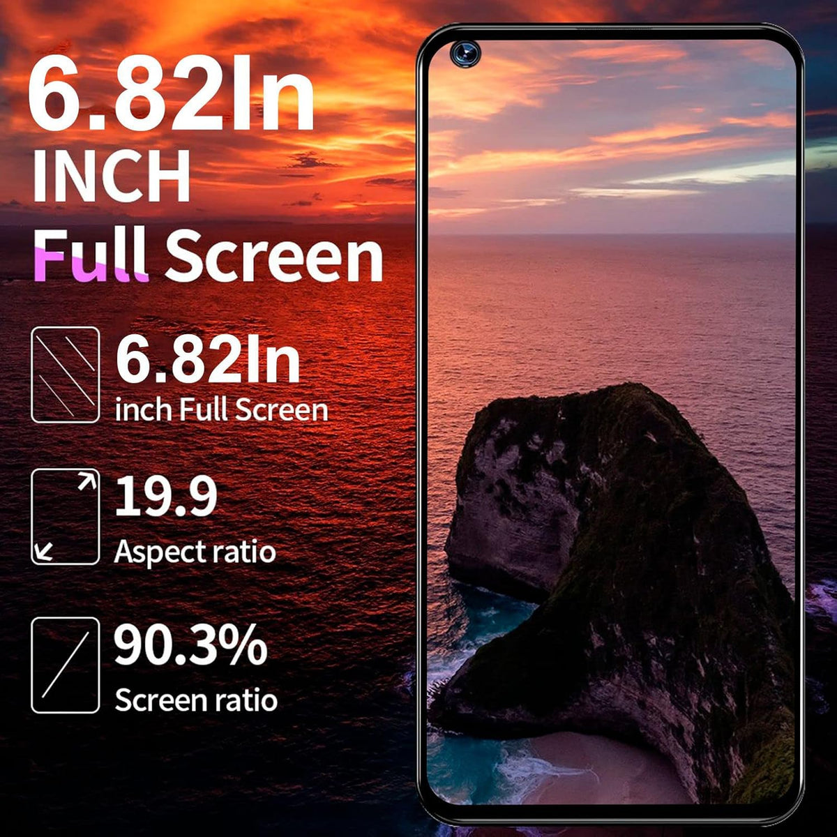 Unlocked Smartphone, 6.82'' Full Screen, 2+16G Dual Standby, Green Y17691