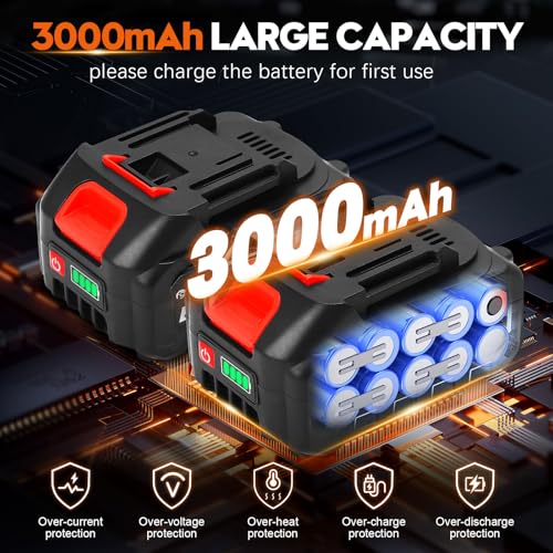 6000mAh Battery Cordless Electric Pressure Washer Handheld with 6-in-1 Nozzle, 17FT Drain Hose, 2 Battery R468
