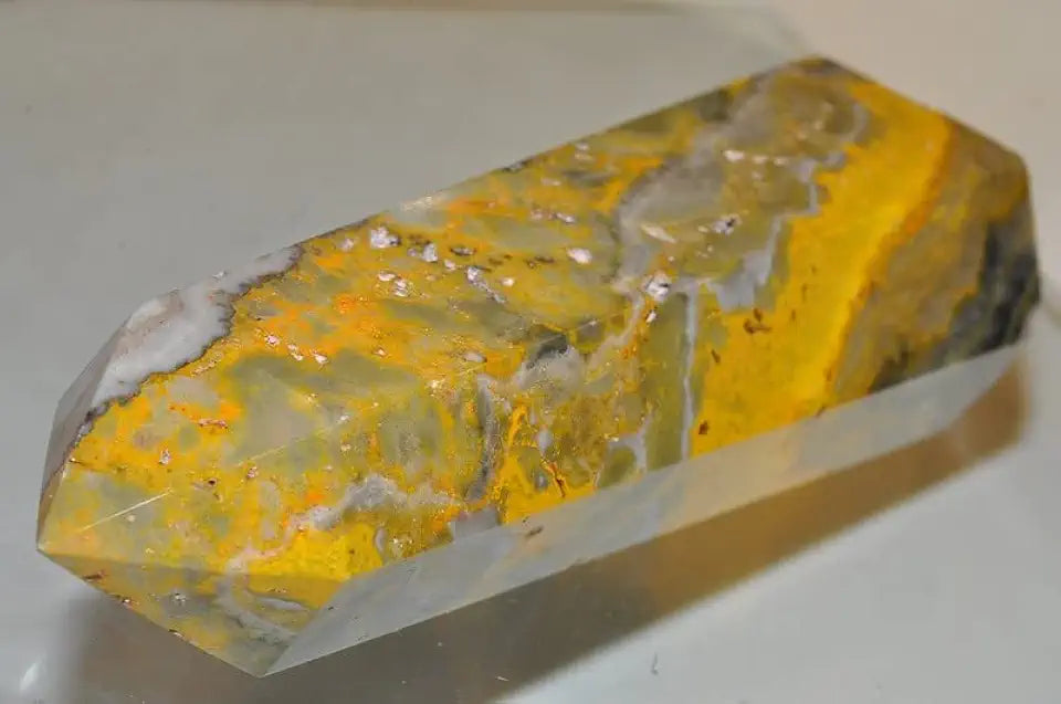 Yellow Orange Bumble Bee Jasper Generator Tower Point Obelisk Six-Sided L4176