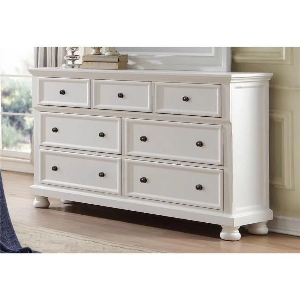 White Seven Drawer Wooden Dresser M311