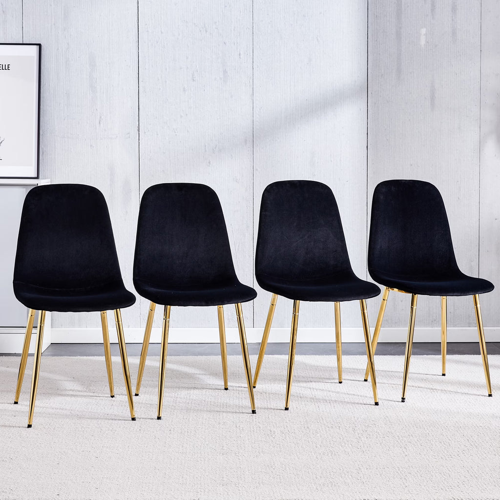 Set of 4 Velvet Dining Chairs with Golden Metal Legs J146858