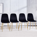Set of 4 Velvet Dining Chairs with Golden Metal Legs J146858