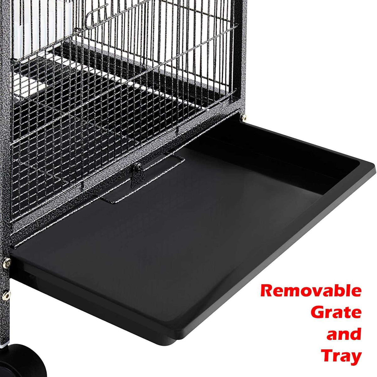 36-Inch Wrought Iron Open Play Top Bird Flight Cage with Rolling Stand F55570