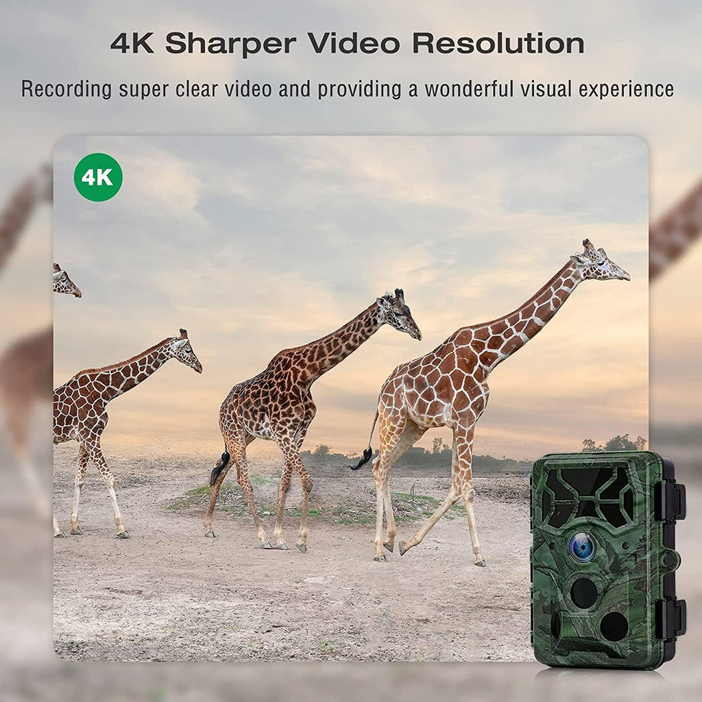 32MP 4K Night Vision Trail Camera with 32G Card & 8AA Batteries A55565