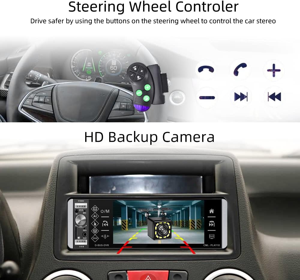5.1 Inch Touchscreen Car Stereo with Bluetooth, Backup Camera, AM/FM Radio V5358