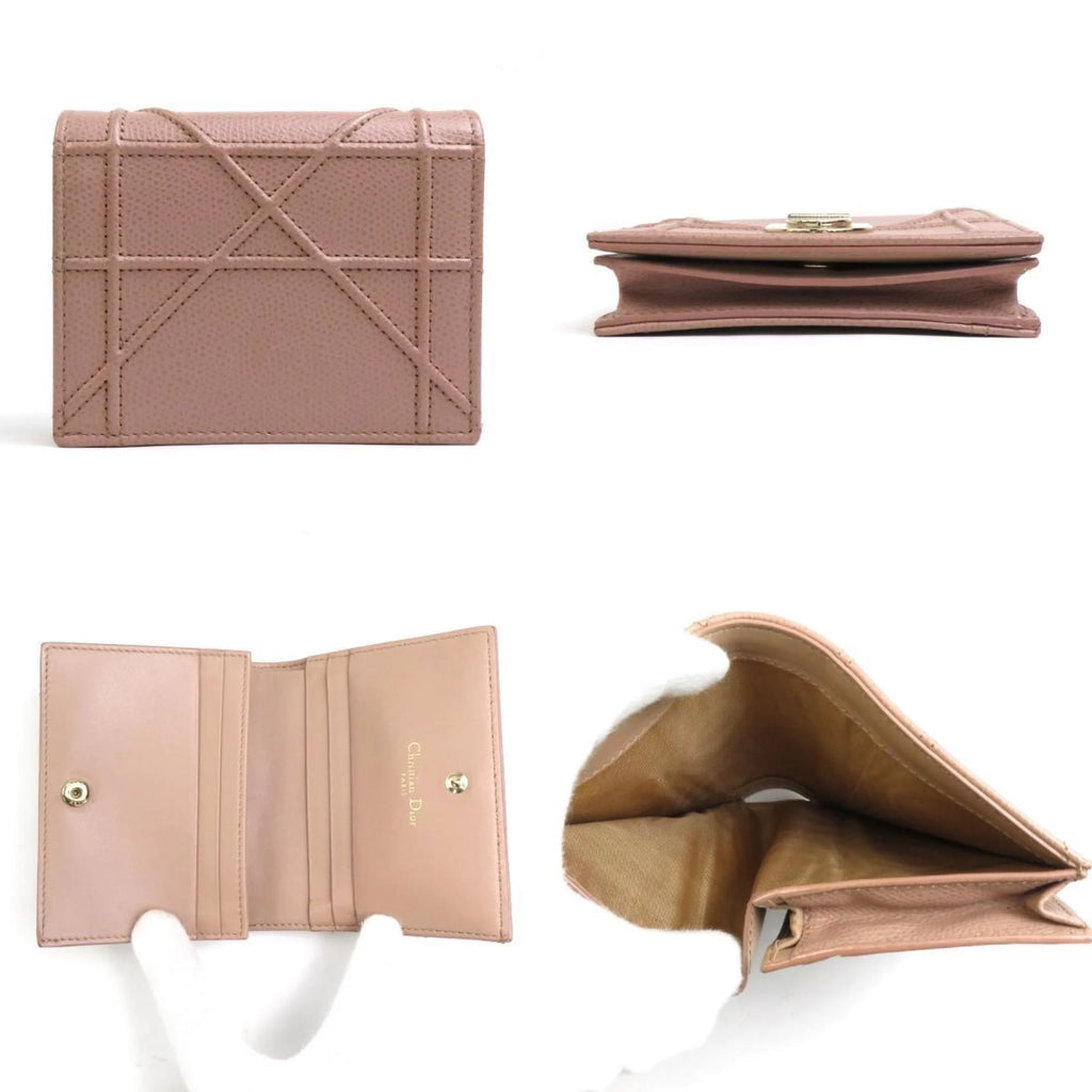 Pre-Owned Pink Beige Leather Wallet N140