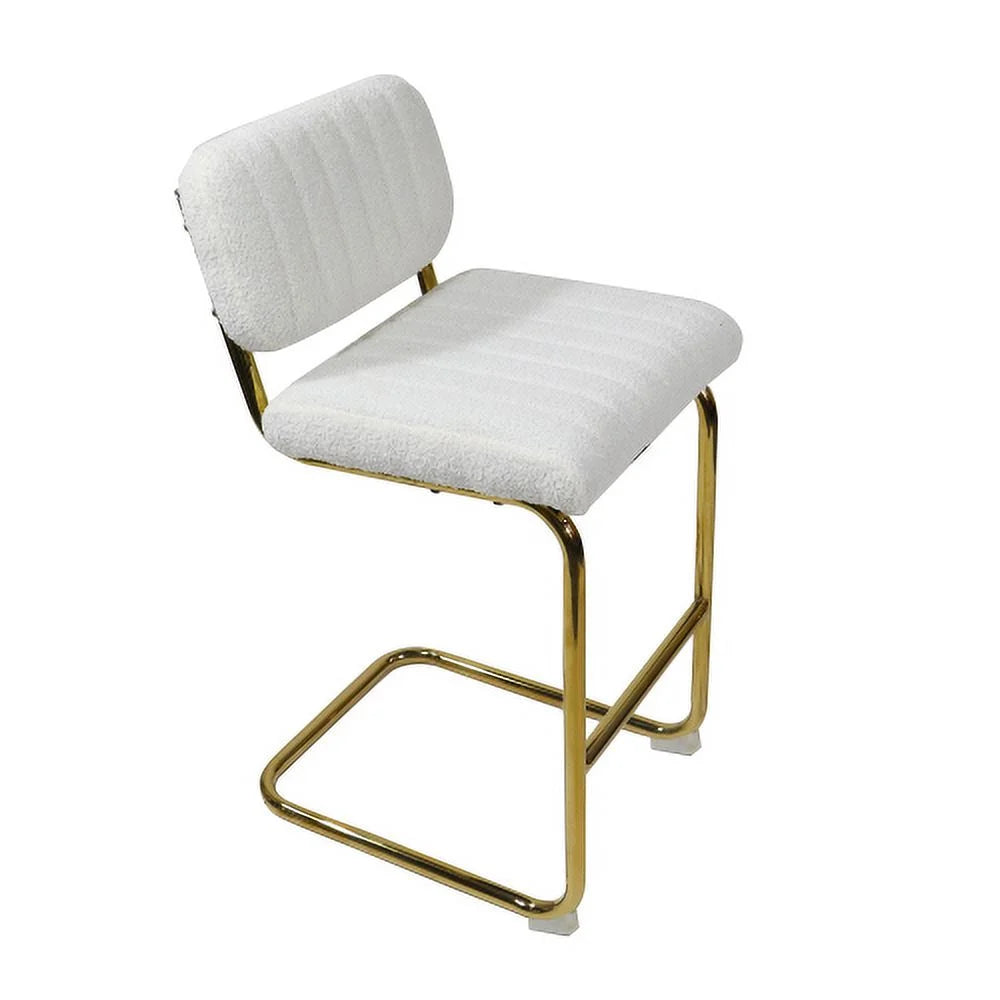 Ivory Boucle Fabric Counter Height Bar Stools Set of 2 L2560