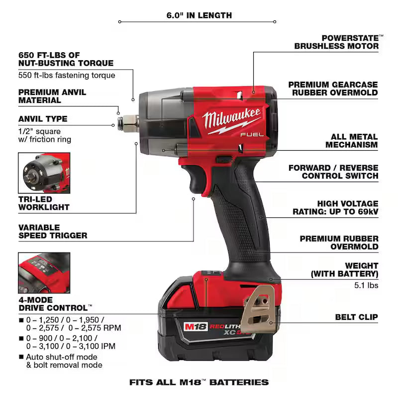 18V Lithium-Ion Brushless Cordless Combo Kit with 5.0Ah Batteries and Charger X63357
