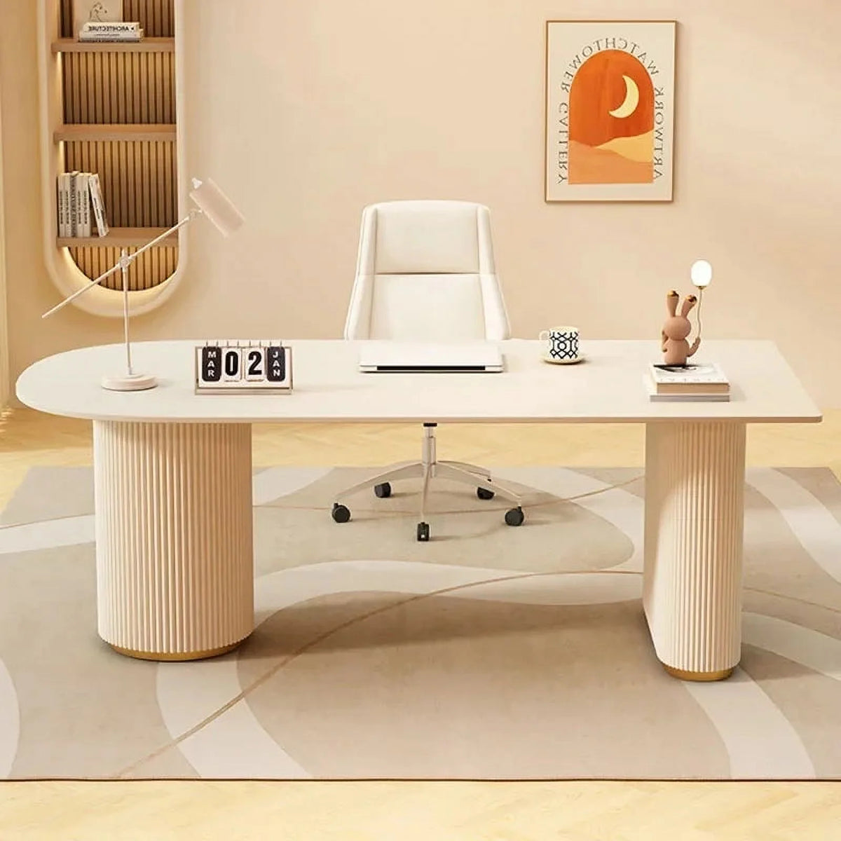 White Standing Computer Desk T351299