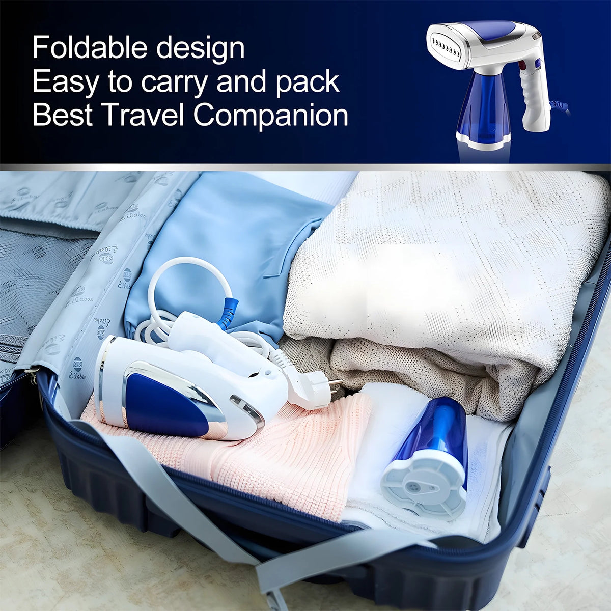 1600W Foldable Handheld Fabric Steamer 8.5oz O11844