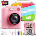 Instant Print Dual Lens Digital Camera with 32G SD Card Storage Bag Pink B5537
