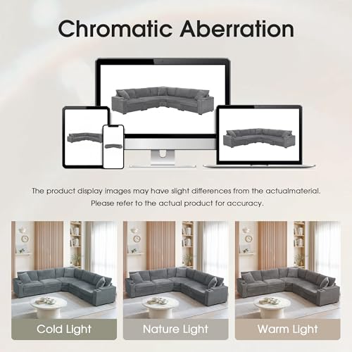 Beige Corduroy Sectional Corner Sofa with Cup Holders Q475308