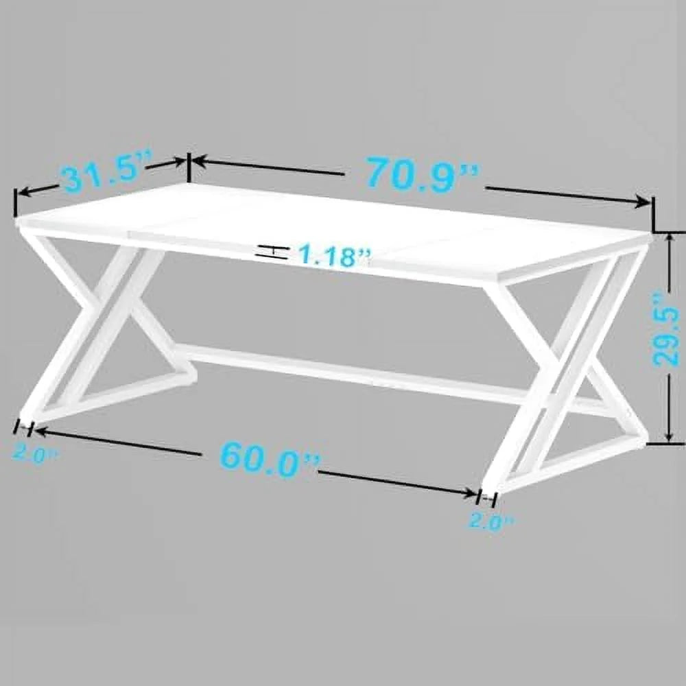 70.8" Long Wood Metal Double Workstation Desk V459544