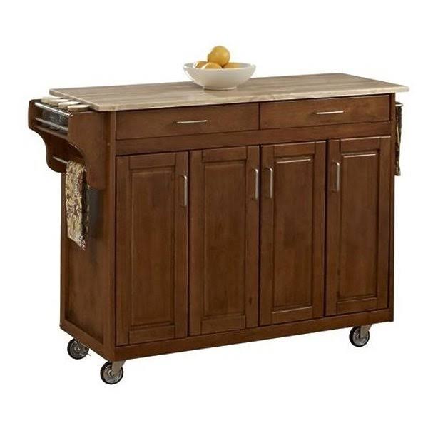 Wood Top Kitchen Cart in Cottage Oak F138
