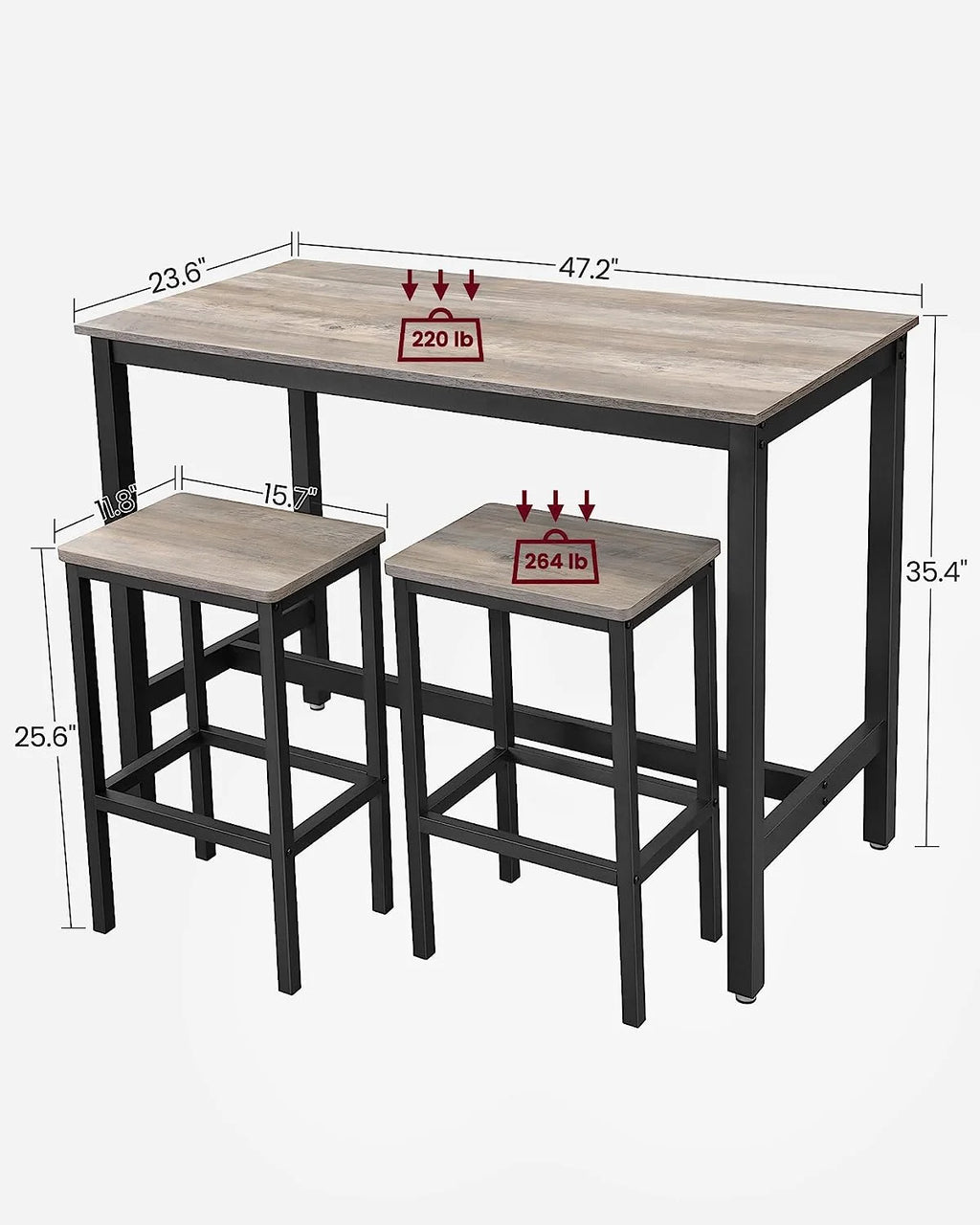 Bar Table Set with 2 Bar Stools Z518622