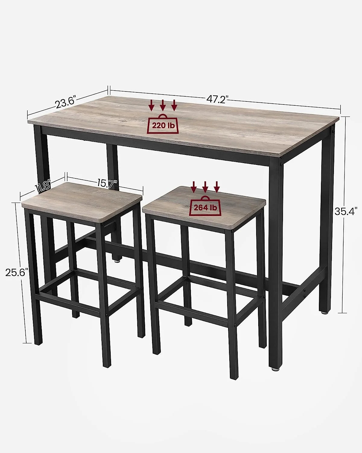 Bar Table Set with 2 Bar Stools Z518622