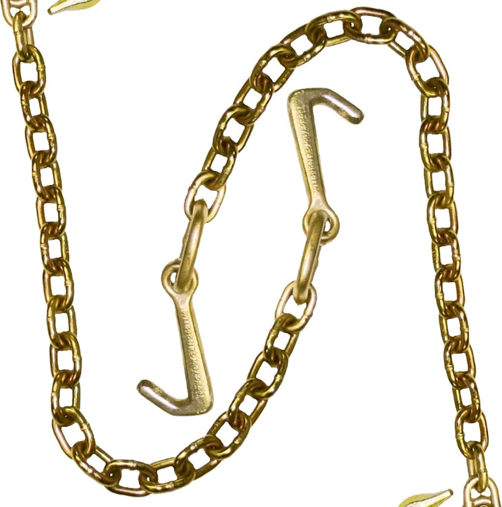 Towing Chain Bridle with Forged 4 Inch Mini J Hooks - Grade 70 Chain - 36 Inches Long - 4,700 Pound Safe Working Load V893