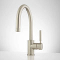 Brushed Nickel Single Hole Bathroom Faucet with Pop-Up Drain Assembly H35553