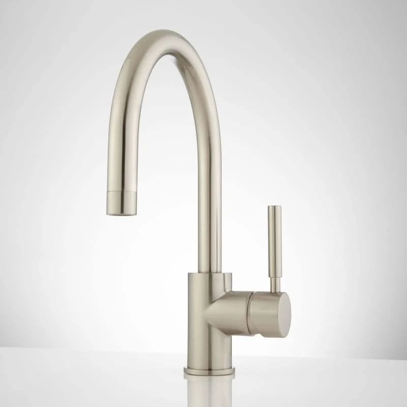 Brushed Nickel Single Hole Bathroom Faucet with Pop-Up Drain Assembly H35553