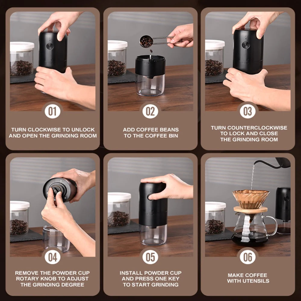 Electric Portable Coffee Grinder Ceramic Grinding Core USB Charging Y557827