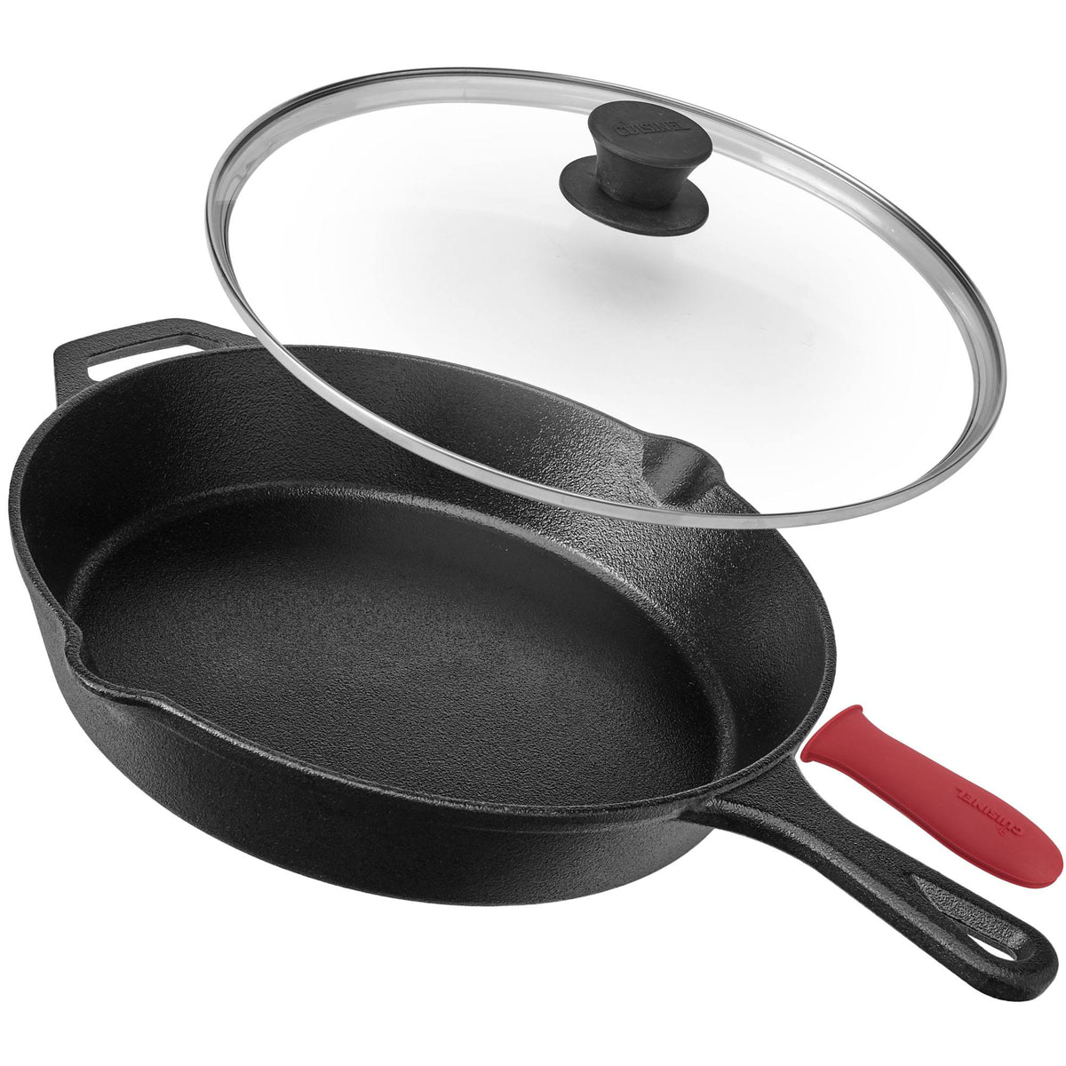 12 inch Pre Seasoned Cast Iron Skillet with Lid & Handle Cover B83861