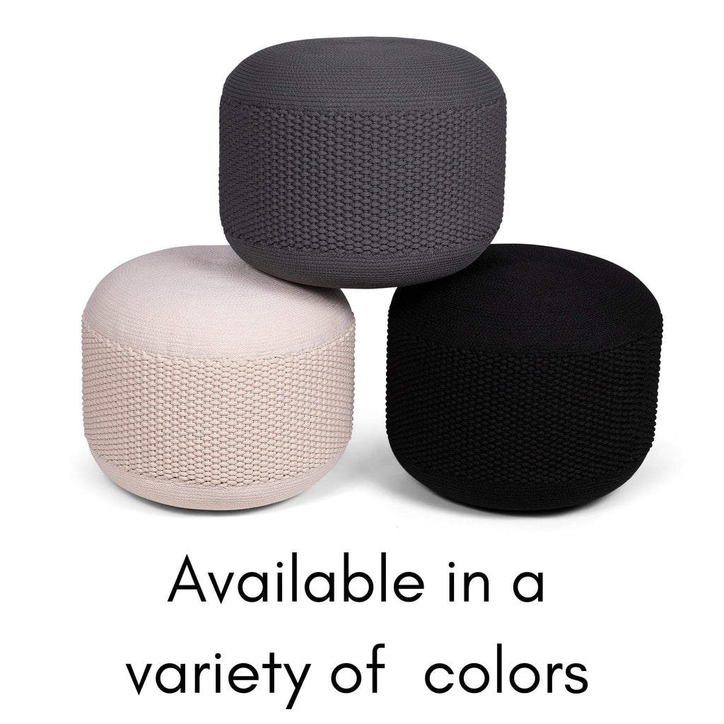 Woven Knitted Indoor or Outdoor Pouf - Black H337