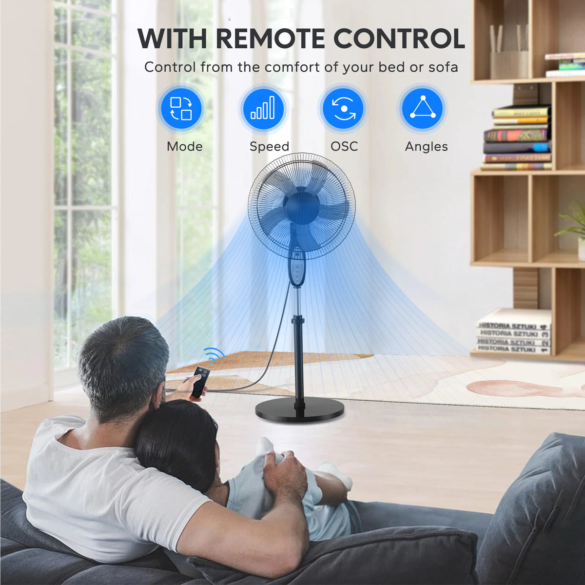 Adjustable Oscillating Pedestal Fan with Remote Control M70115