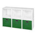 White Wood Grain/Pink 6 Cubes Storage Set with 3 Canvas Bins N1948