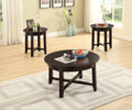 3Pc Round Dark Brown Coffee & End Table Set S745