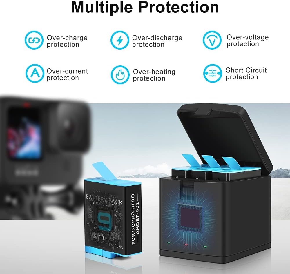 3-Pack 1800mAh Camera Batteries with 3-Channel USB Charger X690