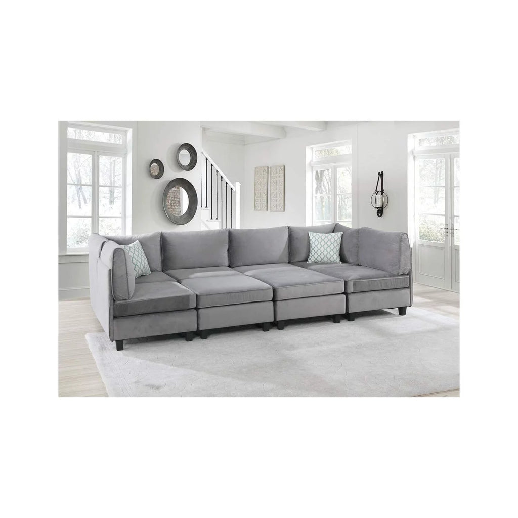 Gray Velvet 8Pc Modular Sectional Sofa R59741
