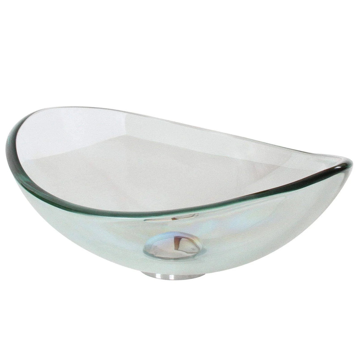 Oval Transparent Tempered Glass Bathroom Vessel Sink R16382