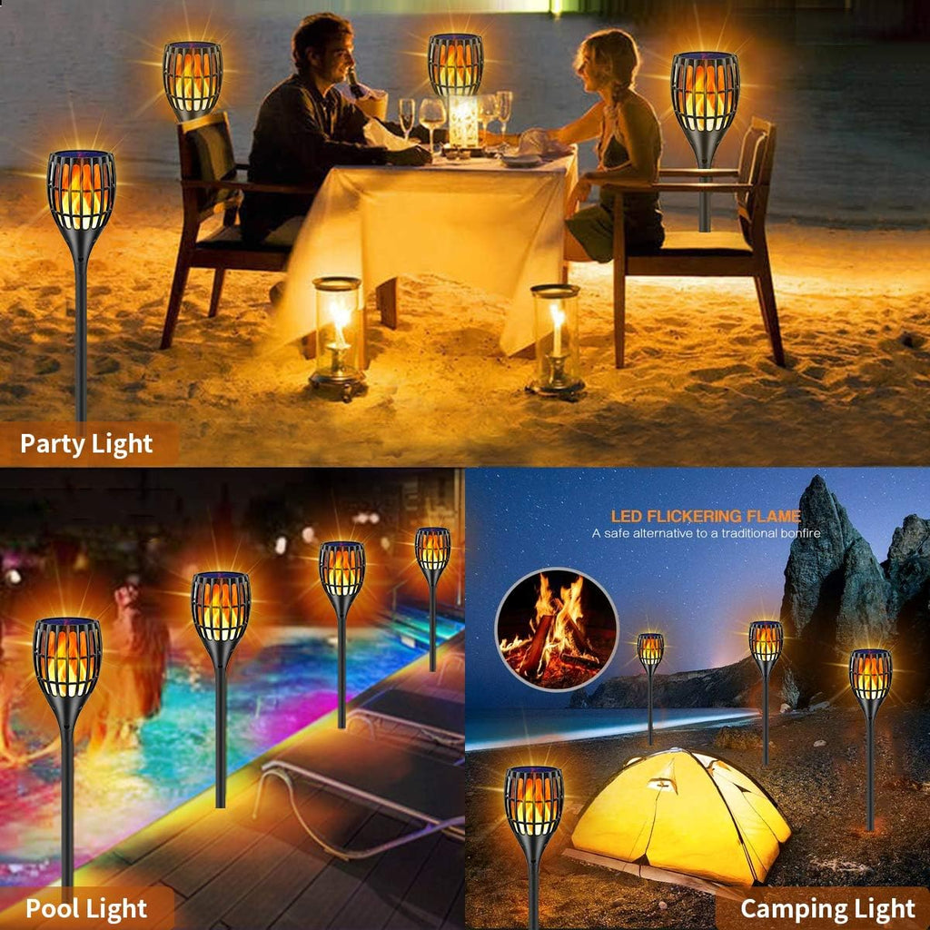 43 Flickering Flames Solar Torch Light, 4 Pack P23724