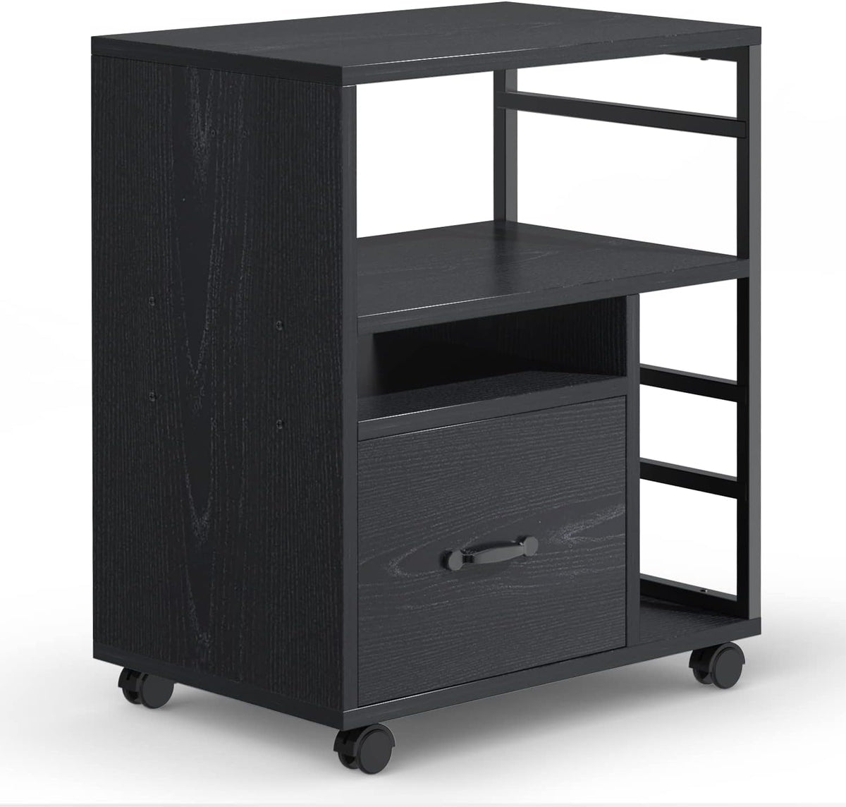 Black Mobile File Cabinet with Drawer C790