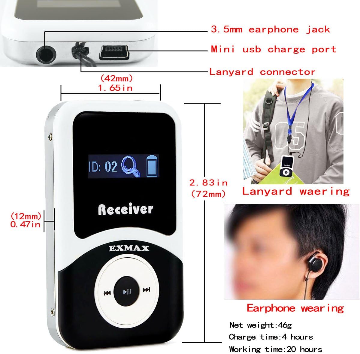 Wireless Tour Guide System Headsets (1 Transmitter 6 Receivers) P466