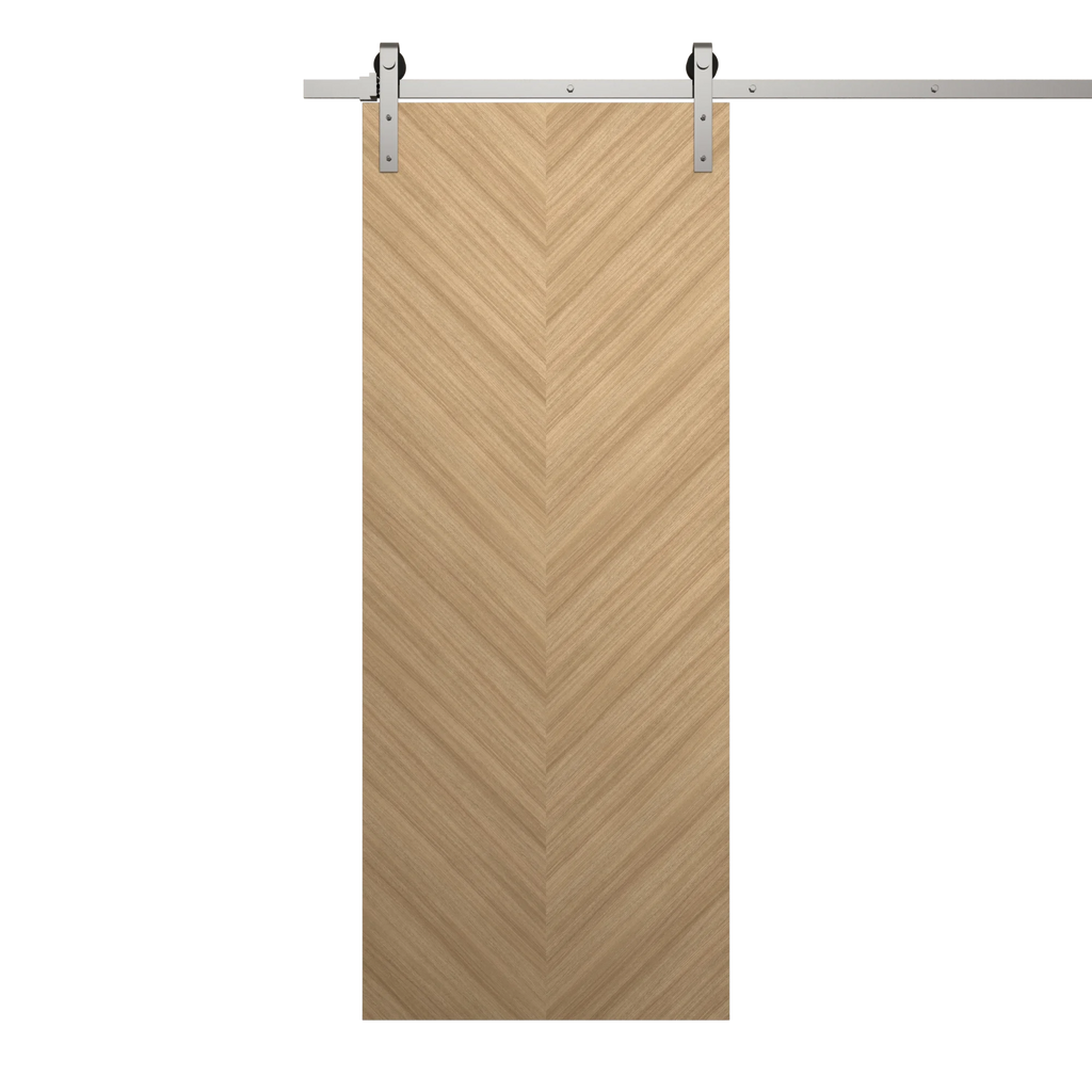 Solid Panel Interior Barn Door with Silver Rail Track Hardware Set L266849