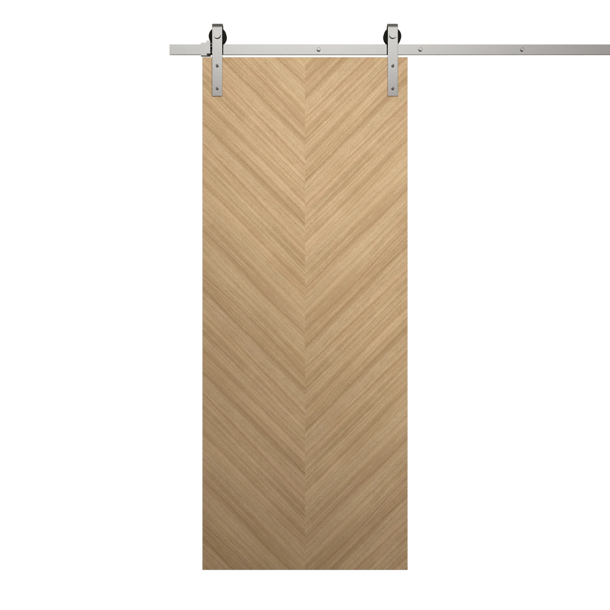 Solid Panel Interior Barn Door with Silver Rail Track Hardware Set L266849