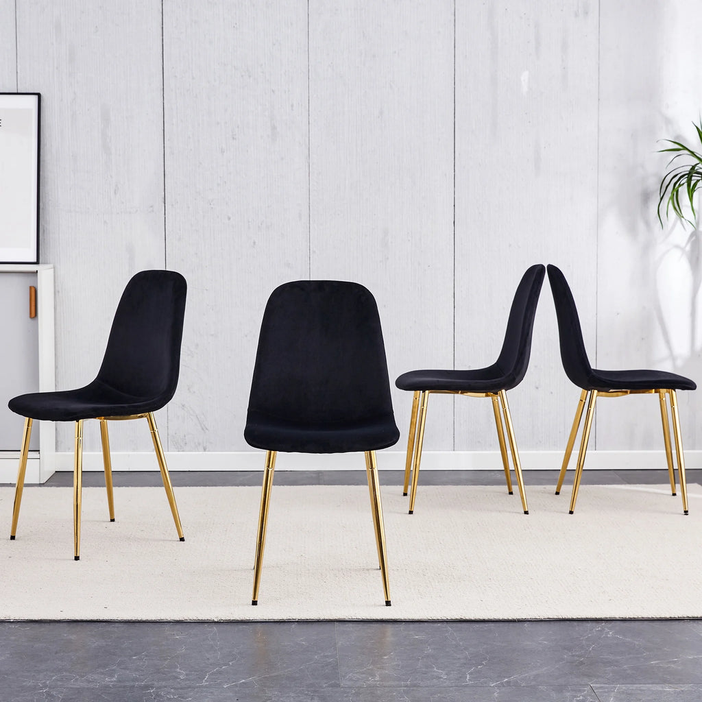 Set of 4 Velvet Dining Chairs with Golden Metal Legs J146858