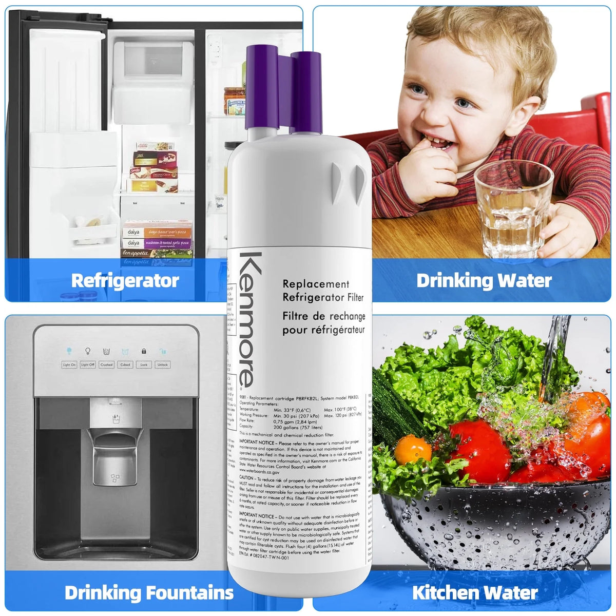 4 Pack Refrigerator Water Filter Replacement K9274
