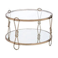 Champagne Silver Mirrored Round Coffee Table with Shelf J98515