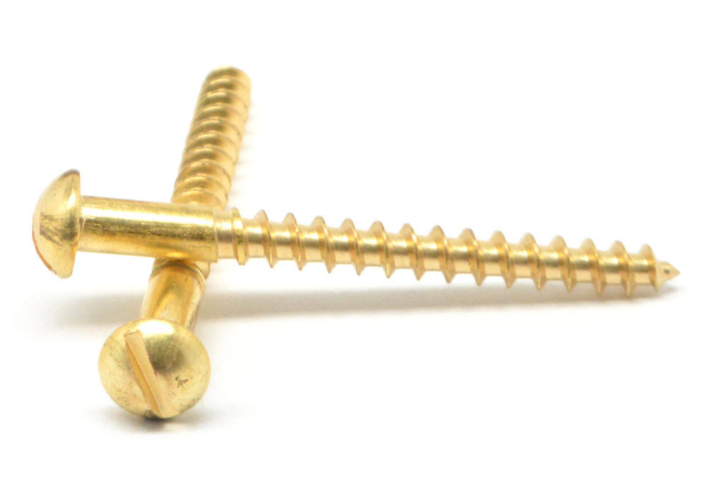 Brass Slotted Round Head Wood Screw Y8500
