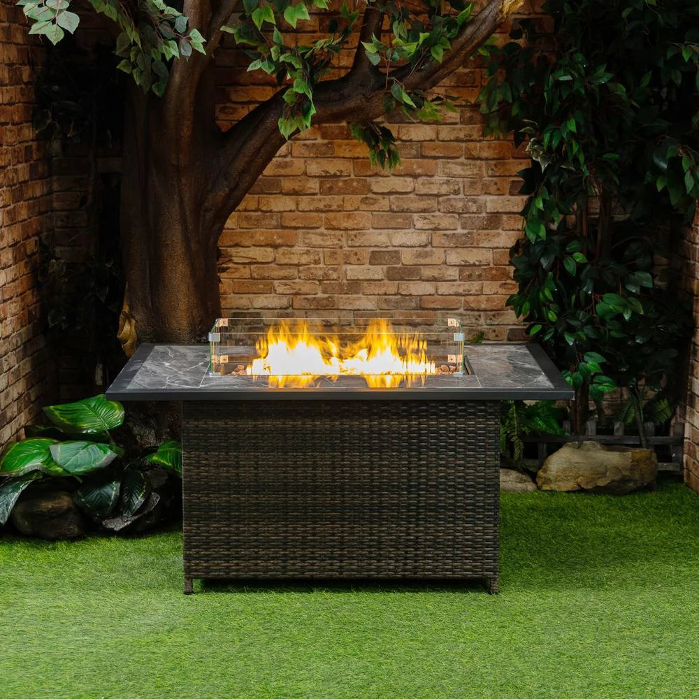 20lbs Wicker Gas Outdoor Firepit Table T975990