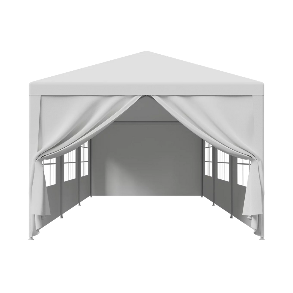 10'x 30' White Gazebo Canopy with 6 Windows & 2 Sidewalls R937094