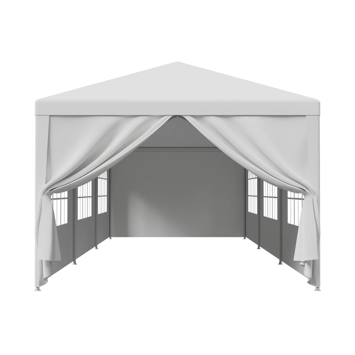 10'x 30' White Gazebo Canopy with 6 Windows & 2 Sidewalls R937094