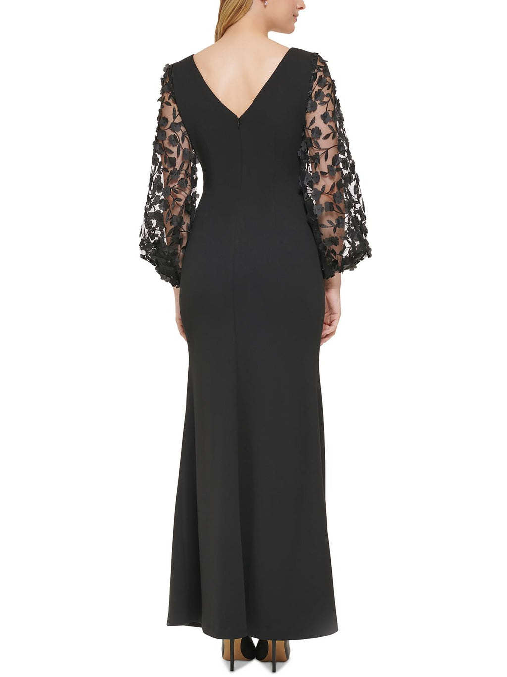 Petites Boat Neck Long Evening Dress H316