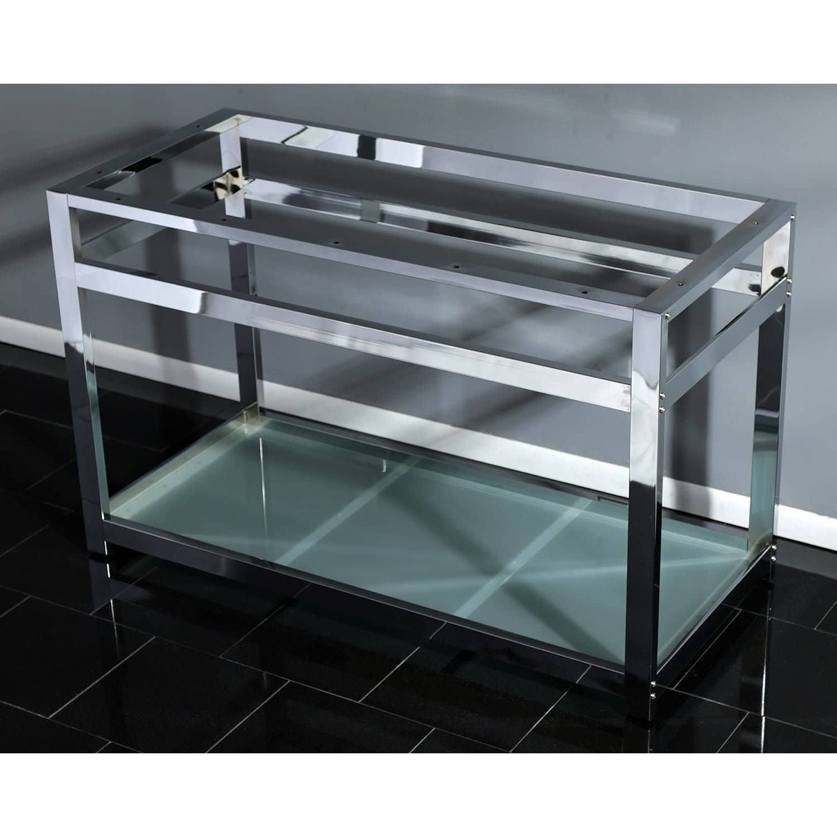 Oil Rubbed Bronze Console Sink Base with Glass Shelf R2574