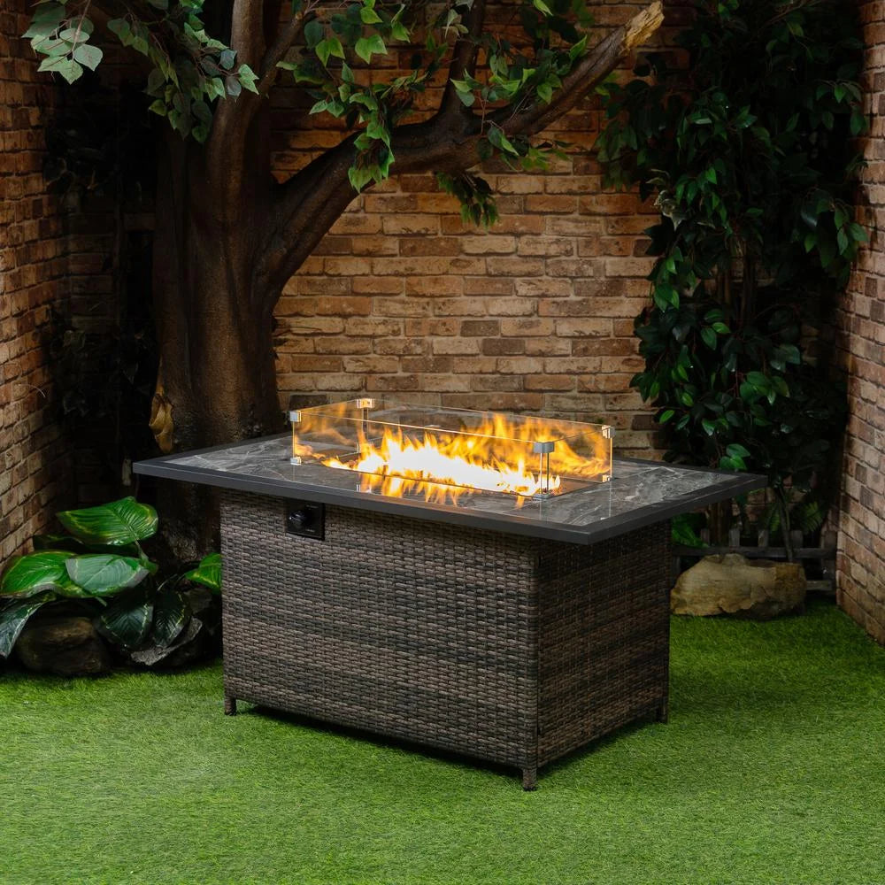 20lbs Wicker Gas Outdoor Firepit Table T975990