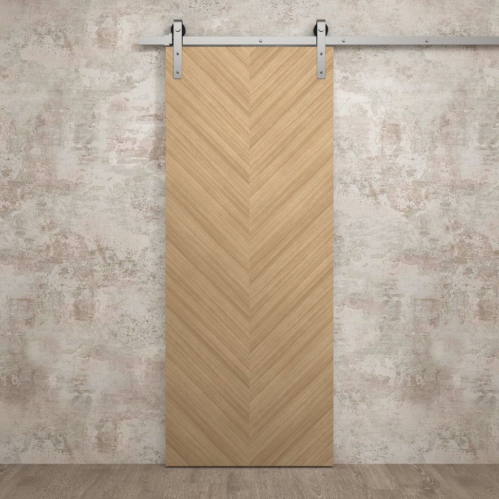 Solid Panel Interior Barn Door with Silver Rail Track Hardware Set L266849
