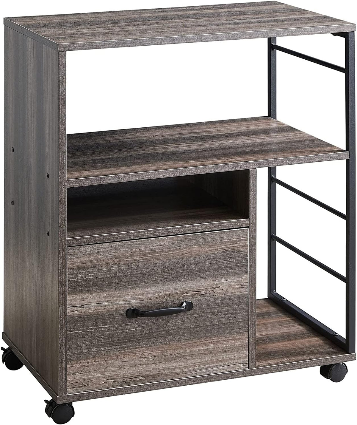Retro Grey Mobile File Cabinet with Drawer O81994