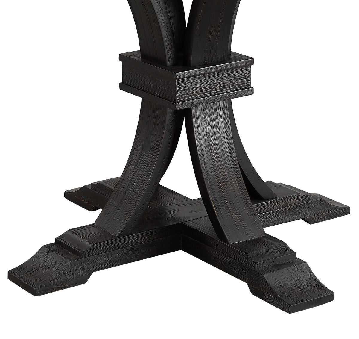 Distressed Black Finish Round Pedestal Dining Table J243